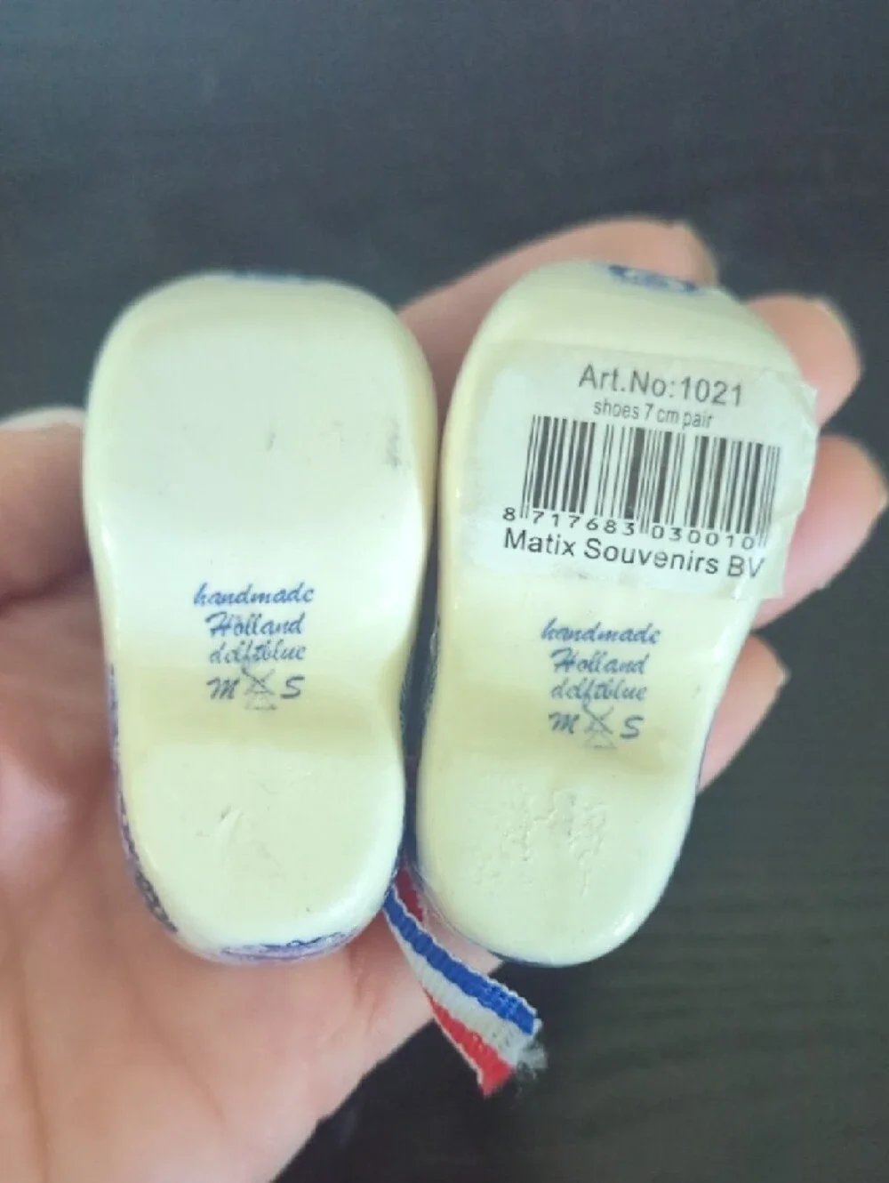 Handmade Holland Blue and White Delft-Style Ceramic Mini Clogs